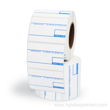 Thermal label for supermarket price barcode use.